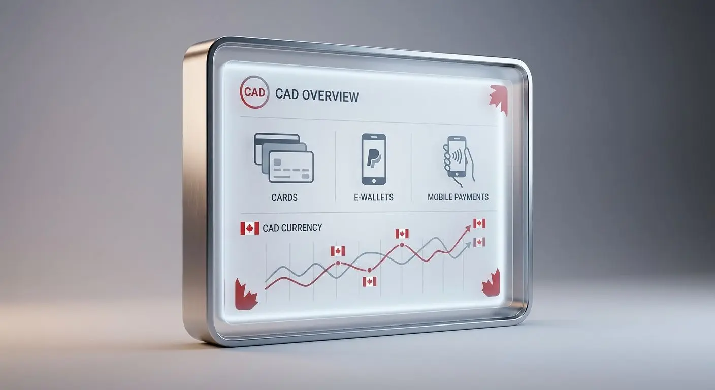 Overview panel of deposit method types for Canadian players