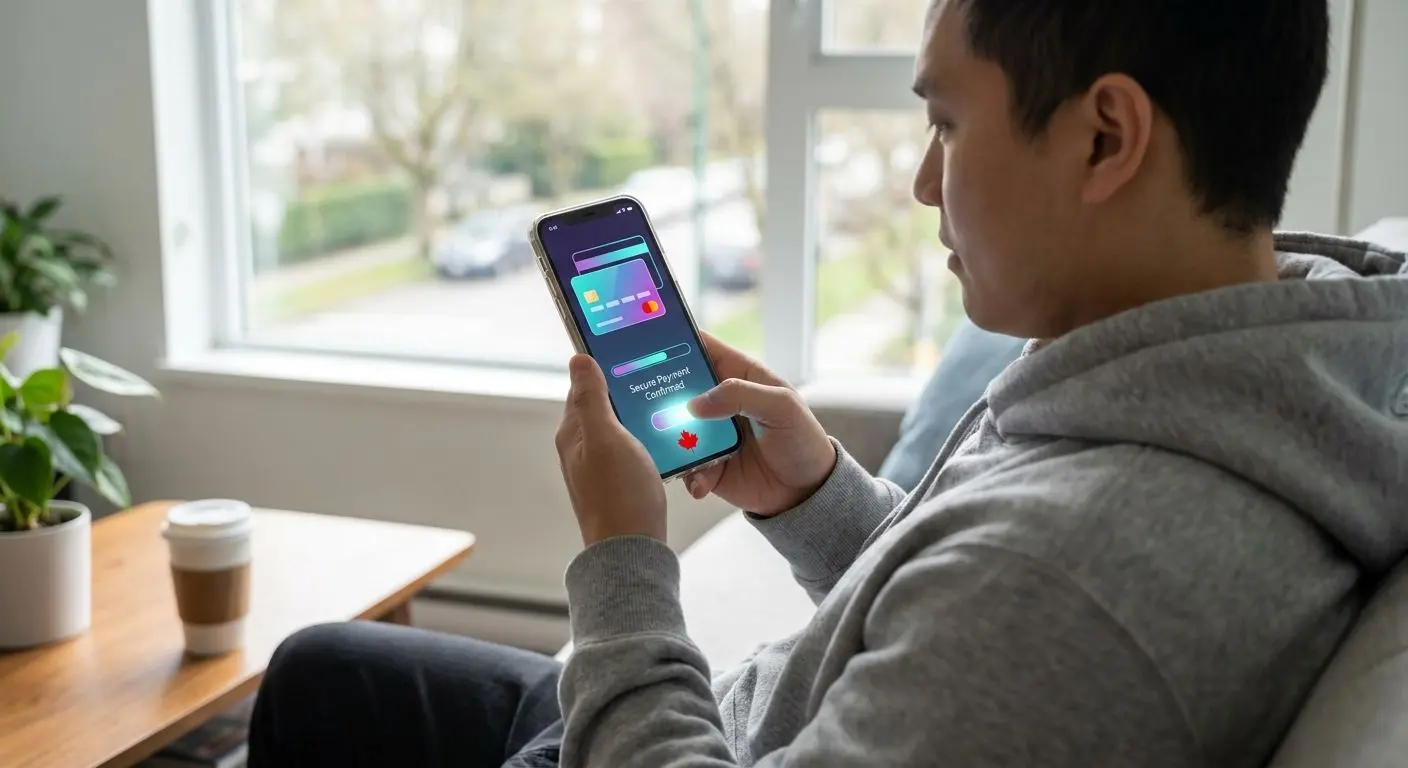 Player using smartphone to access mobile payment cashier