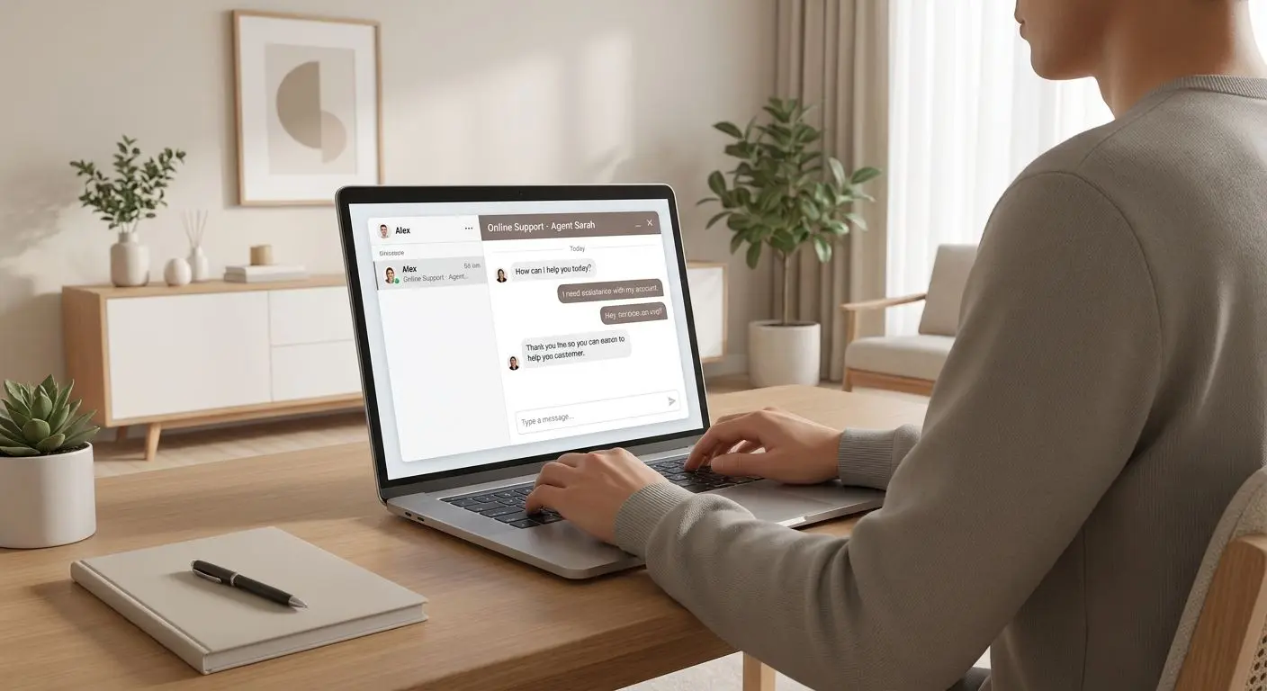 User contacting online support through live chat